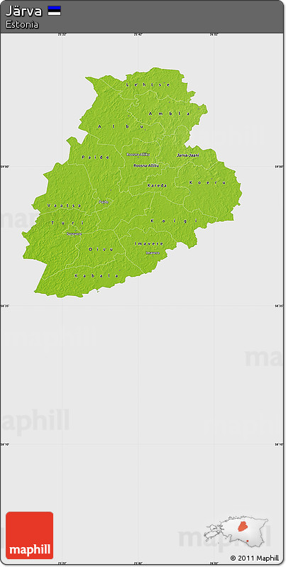 Physical Map of Järva, single color outside