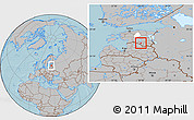 Gray Location Map of Oru vald, highlighted parent region, hill shading