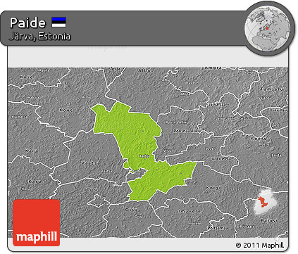 Physical 3D Map of Paide, desaturated