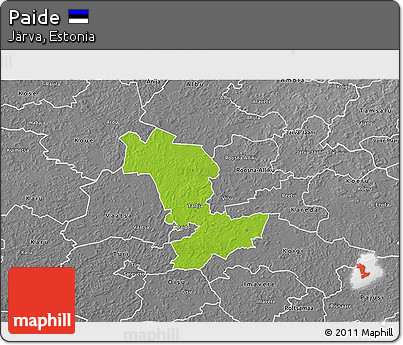 Physical 3D Map of Paide, desaturated