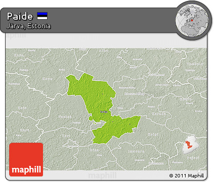 Physical 3D Map of Paide, lighten, semi-desaturated
