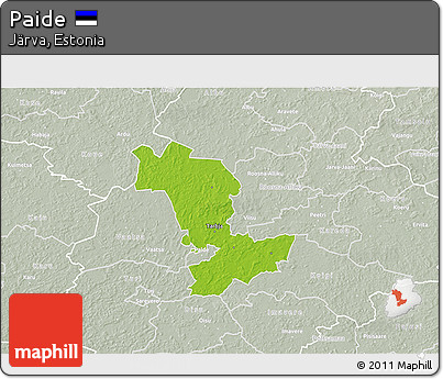 Physical 3D Map of Paide, lighten, semi-desaturated