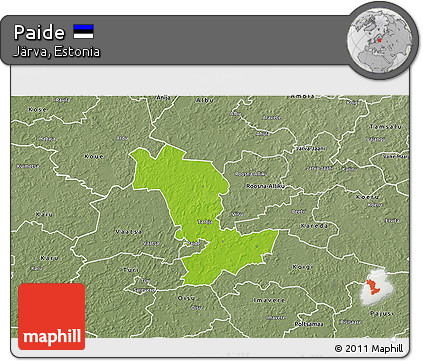 Physical 3D Map of Paide, semi-desaturated
