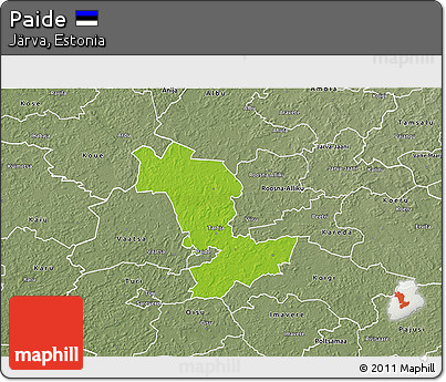 Physical 3D Map of Paide, semi-desaturated