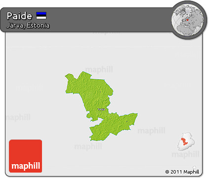 Physical 3D Map of Paide, single color outside