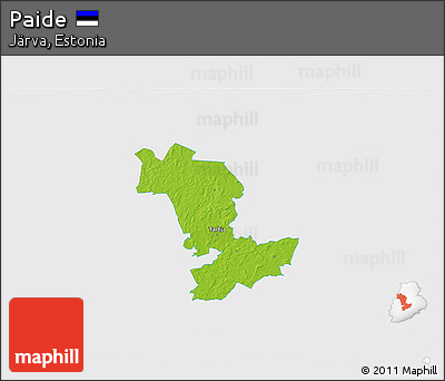 Physical 3D Map of Paide, single color outside