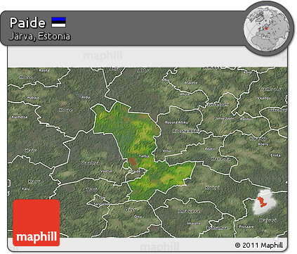 Satellite 3D Map of Paide, semi-desaturated