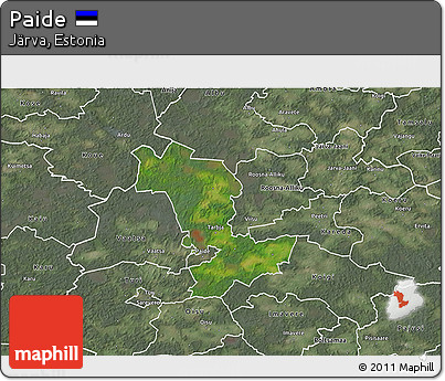 Satellite 3D Map of Paide, semi-desaturated