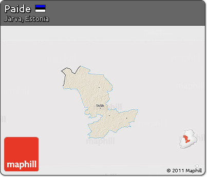 Shaded Relief 3D Map of Paide, single color outside