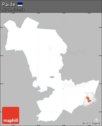 Gray Simple Map of Paide, single color outside