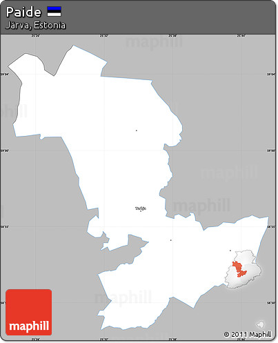 Gray Simple Map of Paide, single color outside