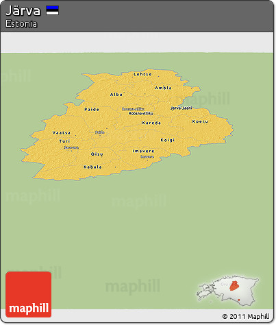 Savanna Style Panoramic Map of Järva, single color outside
