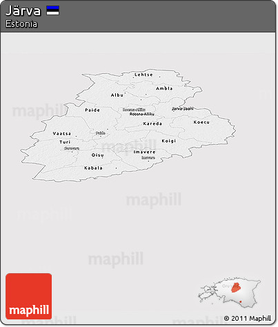Silver Style Panoramic Map of Järva, single color outside