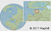 Savanna Style Location Map of Roosna-Alliku, highlighted parent region, hill shading