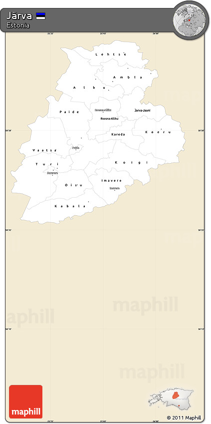 Classic Style Simple Map of Järva, single color outside