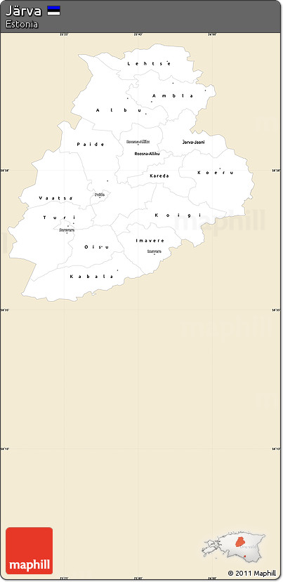 Classic Style Simple Map of Järva, single color outside