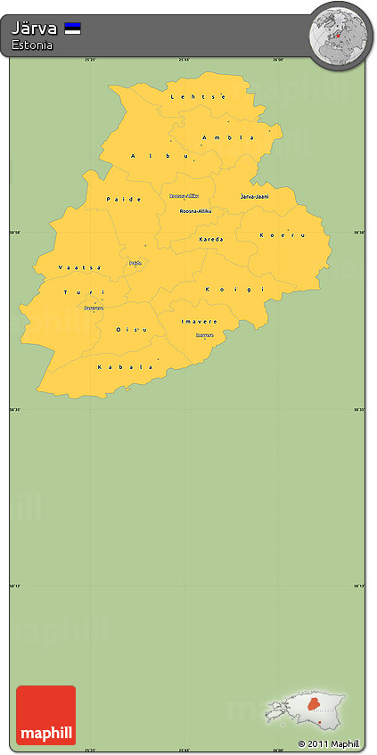 Savanna Style Simple Map of Järva, single color outside