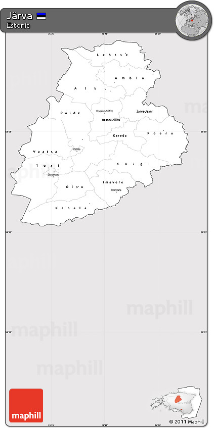 Silver Style Simple Map of Järva, cropped outside