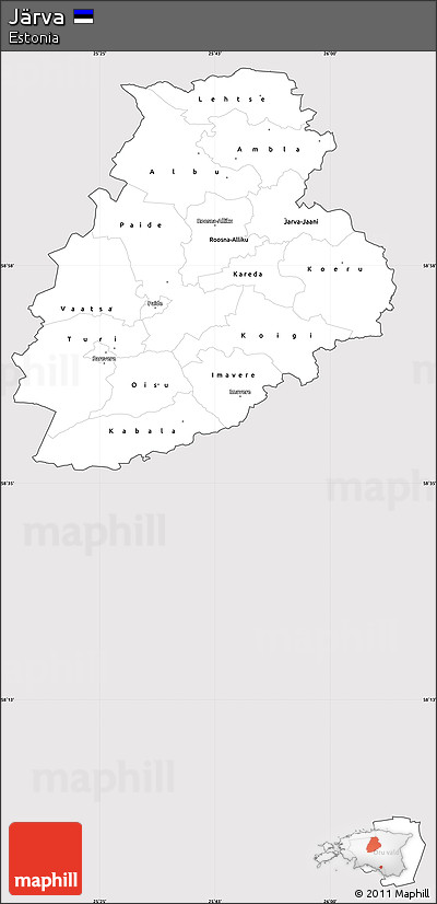 Silver Style Simple Map of Järva, cropped outside