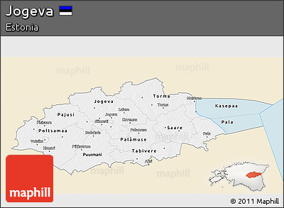 Classic Style 3D Map of Jogeva, single color outside