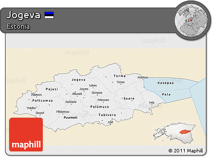 Classic Style 3D Map of Jogeva, single color outside