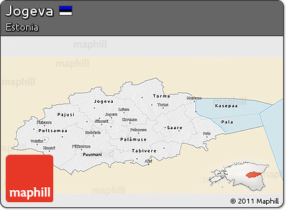 Classic Style 3D Map of Jogeva, single color outside