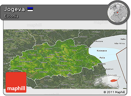 Satellite 3D Map of Jogeva, semi-desaturated