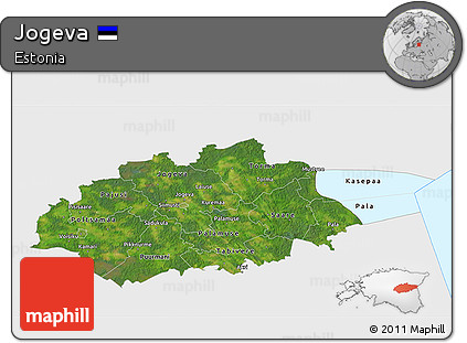 Satellite 3D Map of Jogeva, single color outside