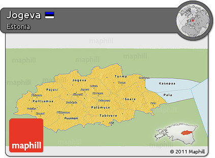 Savanna Style 3D Map of Jogeva, single color outside