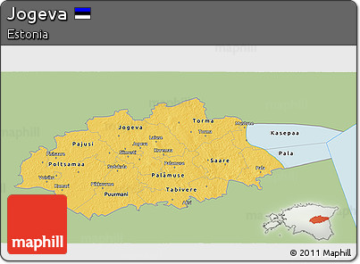 Savanna Style 3D Map of Jogeva, single color outside