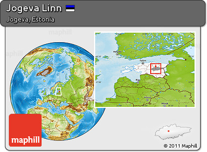 Physical Location Map of Jogeva Linn, highlighted country, highlighted parent region, within the entire country