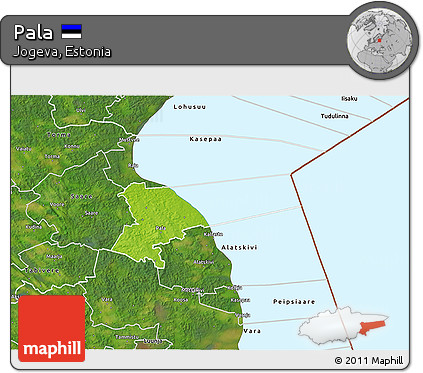 Physical 3D Map of Pala, satellite outside
