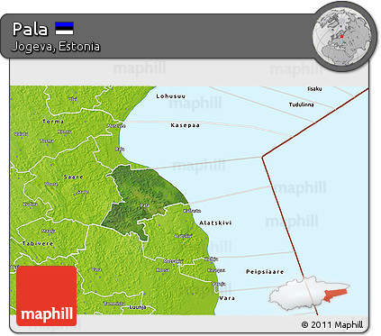 Satellite 3D Map of Pala, physical outside
