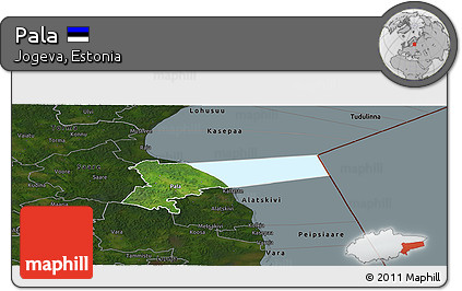 Satellite Panoramic Map of Pala, darken