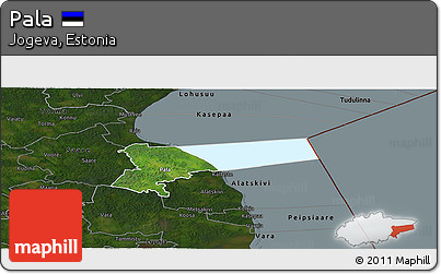 Satellite Panoramic Map of Pala, darken