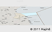 Shaded Relief Panoramic Map of Pala, semi-desaturated