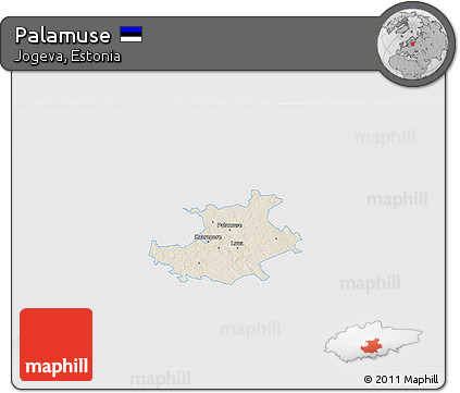 Shaded Relief 3D Map of Palamuse, single color outside