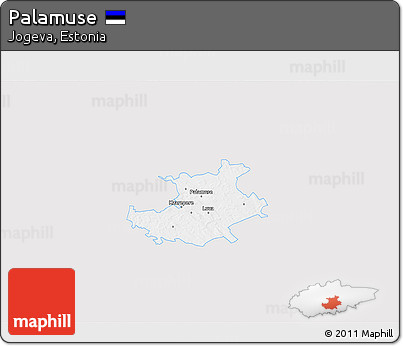 Silver Style 3D Map of Palamuse, single color outside
