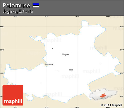 Classic Style Simple Map of Palamuse, single color outside