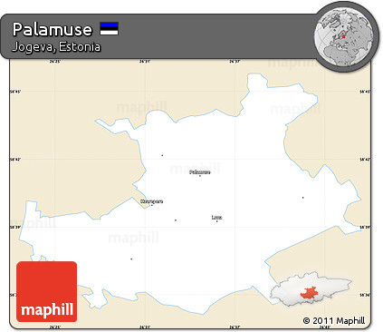 Classic Style Simple Map of Palamuse, single color outside