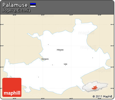 Classic Style Simple Map of Palamuse, single color outside