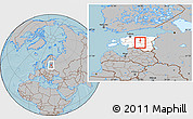 Gray Location Map of Poltsamaa Linn, highlighted country, hill shading