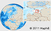Shaded Relief Location Map of Poltsamaa Linn, highlighted country, highlighted parent region