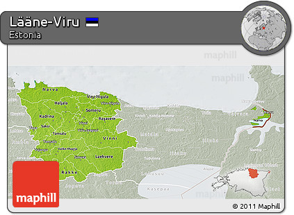 Physical 3D Map of Lääne-Viru, lighten, semi-desaturated