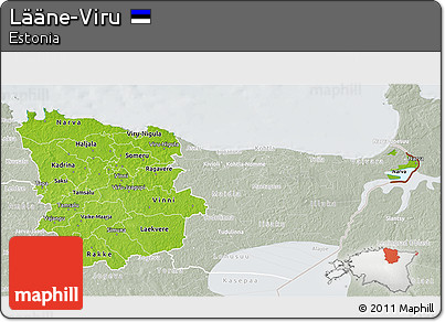 Physical 3D Map of Lääne-Viru, lighten, semi-desaturated