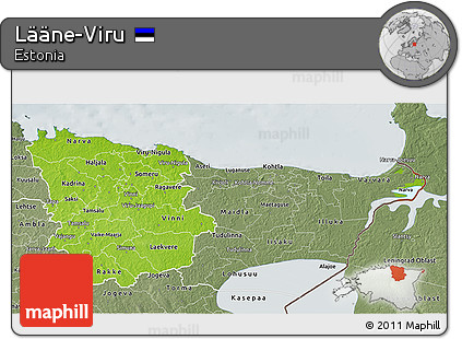 Physical 3D Map of Lääne-Viru, semi-desaturated