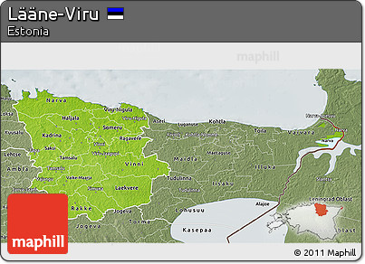 Physical 3D Map of Lääne-Viru, semi-desaturated