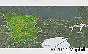Satellite 3D Map of Lääne-Viru, semi-desaturated