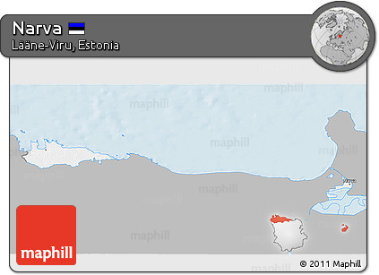 Gray 3D Map of Narva, single color outside