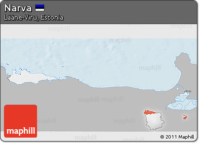 Gray 3D Map of Narva, single color outside